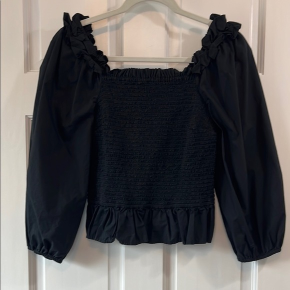 The Drop Puff Sleeve Smocked Chest Long Sleeve 100% Cotton Blouse - Size Small - Picture 1 of 9